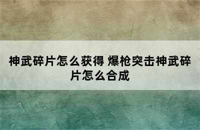 神武碎片怎么获得 爆枪突击神武碎片怎么合成